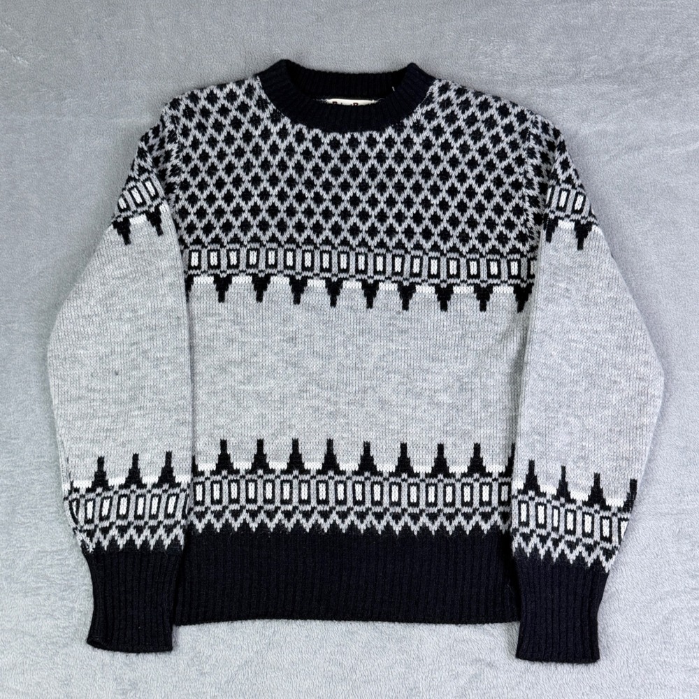 Vintage Robert Bruce Paul Mage Scandinavian Fair Isle Sweater Grey Black Mens M